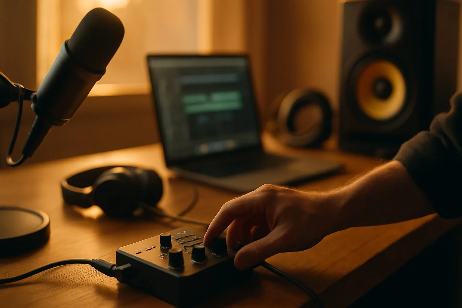 Estúdio híbrido: setup compacto para gravação e streaming